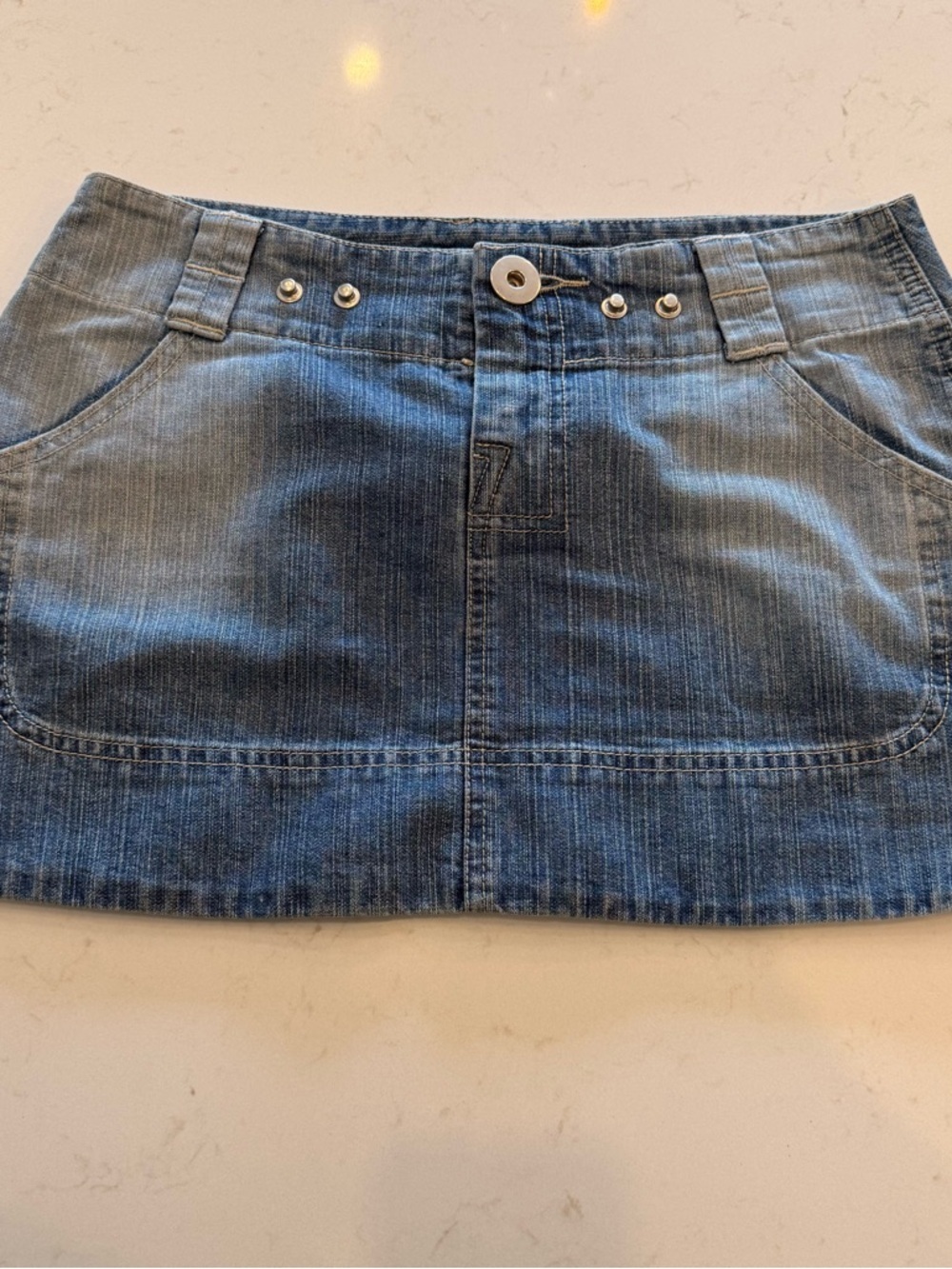 Y2K Denim Mini Skirt with Front Pockets